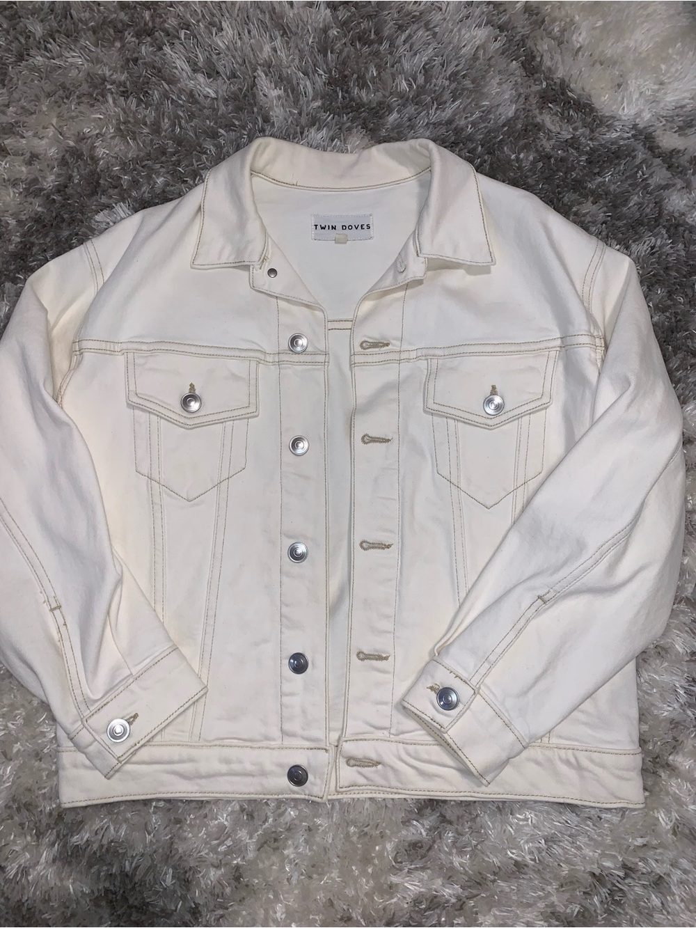 Women's Cream Denim Trucker Jacket